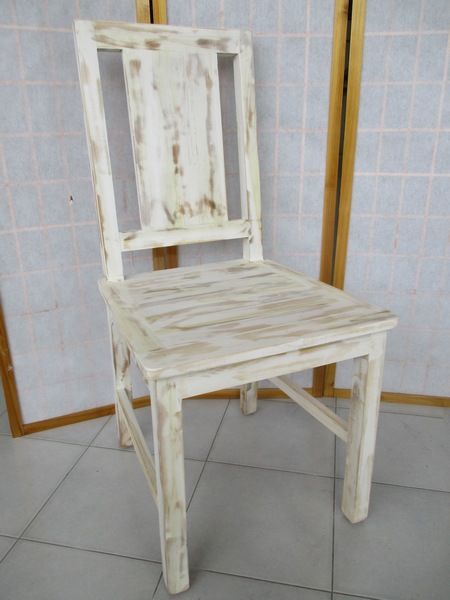 SEDIA DECAPATO BIANCO SHABBY CHIC LEGNO TEAK MASSELLO MJ199